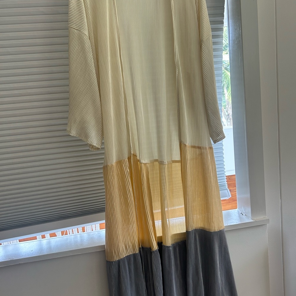 Anthropologie Cream Pleated Dress